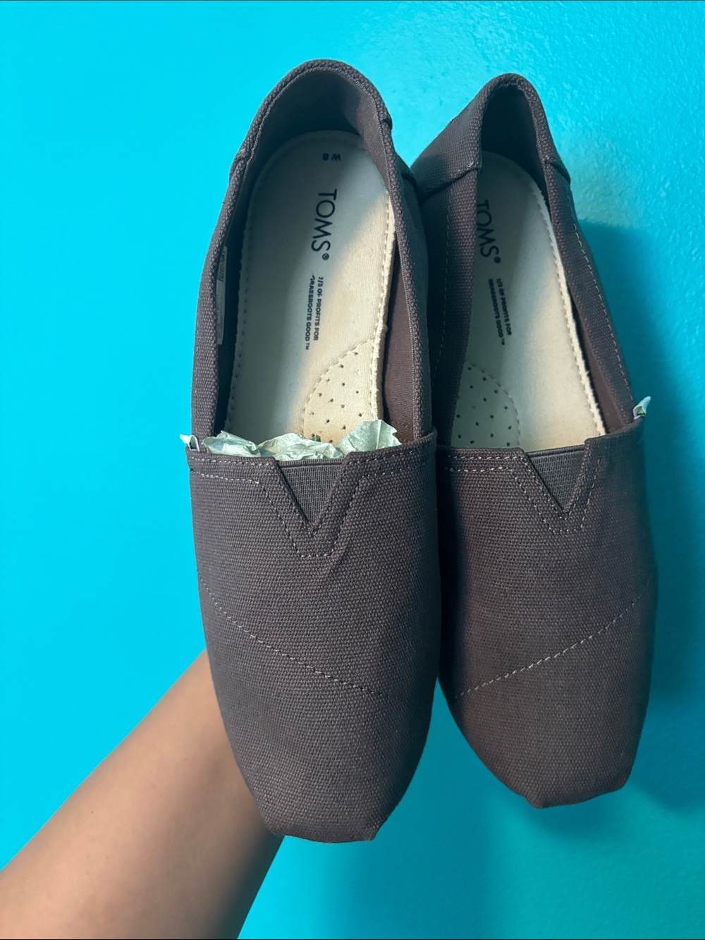 TOMS Women's Brown Canvas Slip-On Moccasins